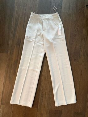 BRAND NEW Aqua - XS - Cream Tailored Wide-Leg Trousers